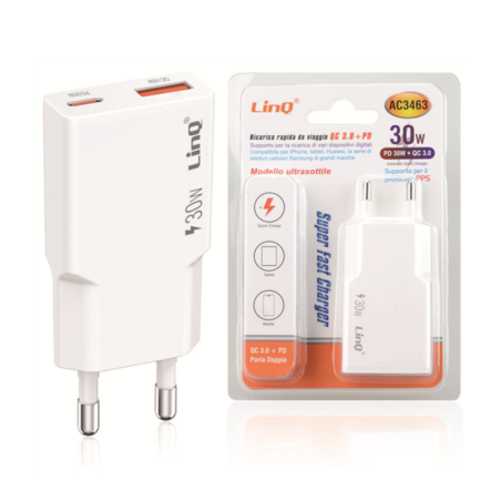 Adaptateur Secteur double PD 30W + QC 3.0 - C | Smarty Paris